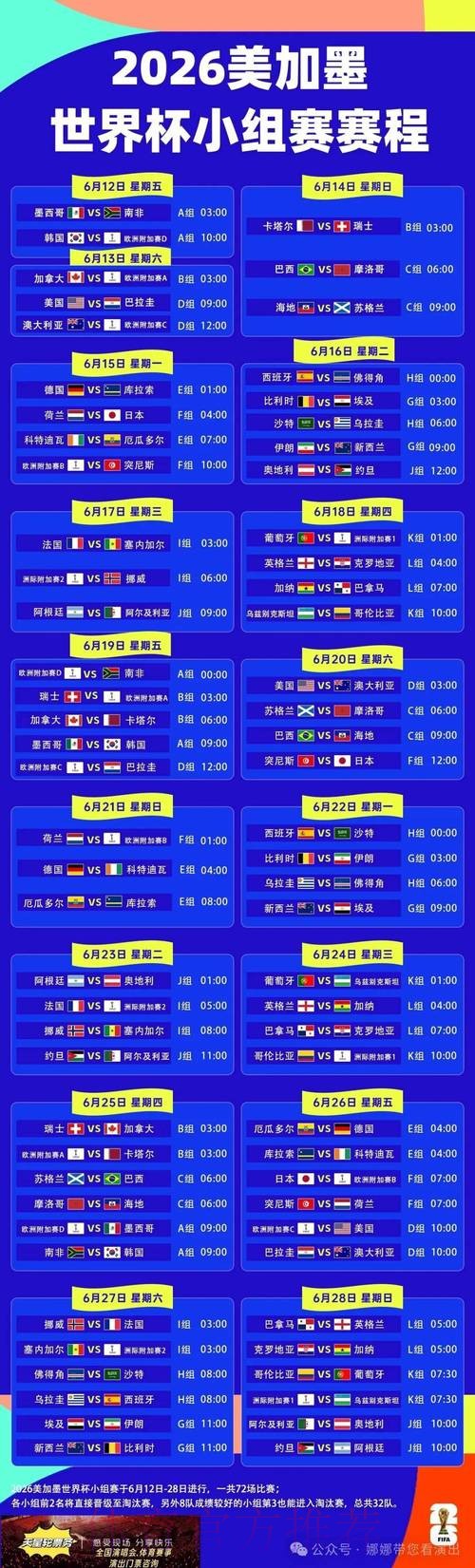 2026世界杯赛程今日最新时间表官网入口 2026世界杯赛程今日最新时间表官网入口